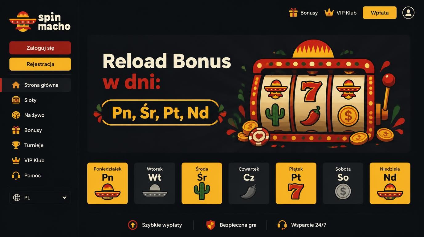 Kalendarium dni z Reload Bonusami w Spinmacho.