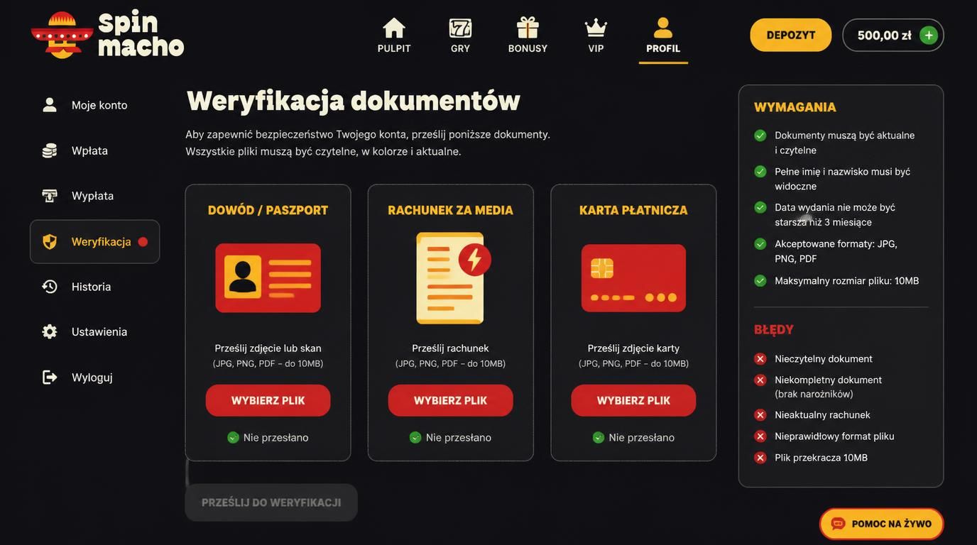 Dokumenty do weryfikacji konta